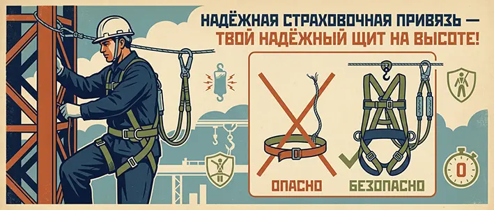 Работа на высоте и страховочные системы: почему монтерский пояс — это смертельная ловушка 🧗‍♂️⛓️